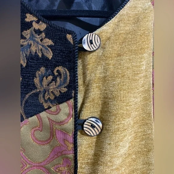 Vintage Patchwork Indigo Moon Artsy Art to Wear Blazer Jacket Size Large - Picture 2 of 11